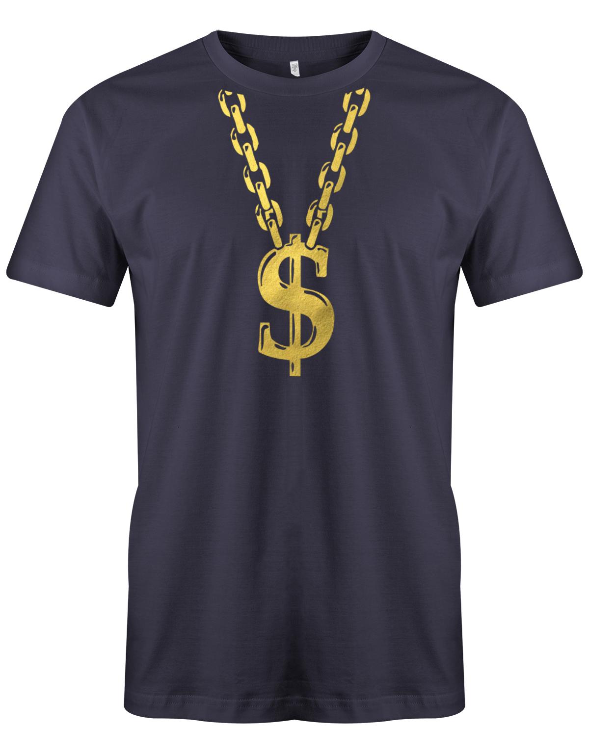 Gangster-Rapper-Goldkette-Herren-Faschin-Verkleidung-Shirt-Navy