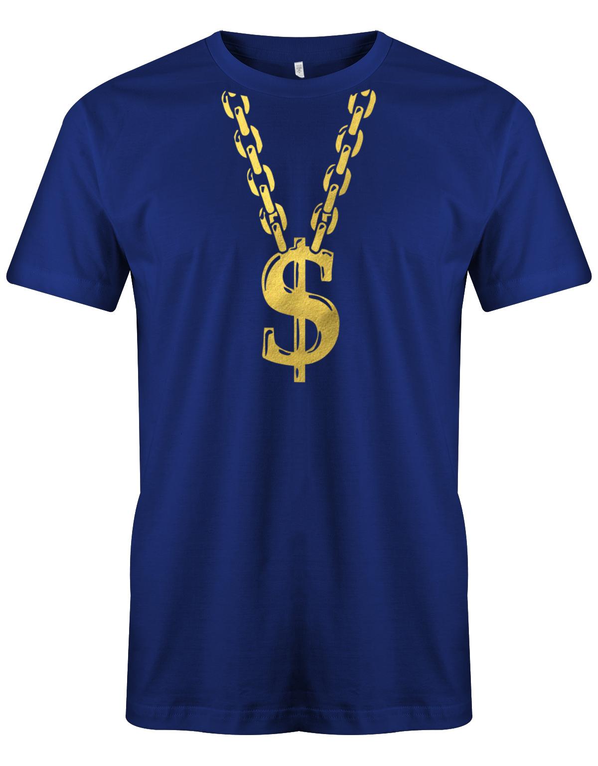 Gangster-Rapper-Goldkette-Herren-Faschin-Verkleidung-Shirt-Royalblau
