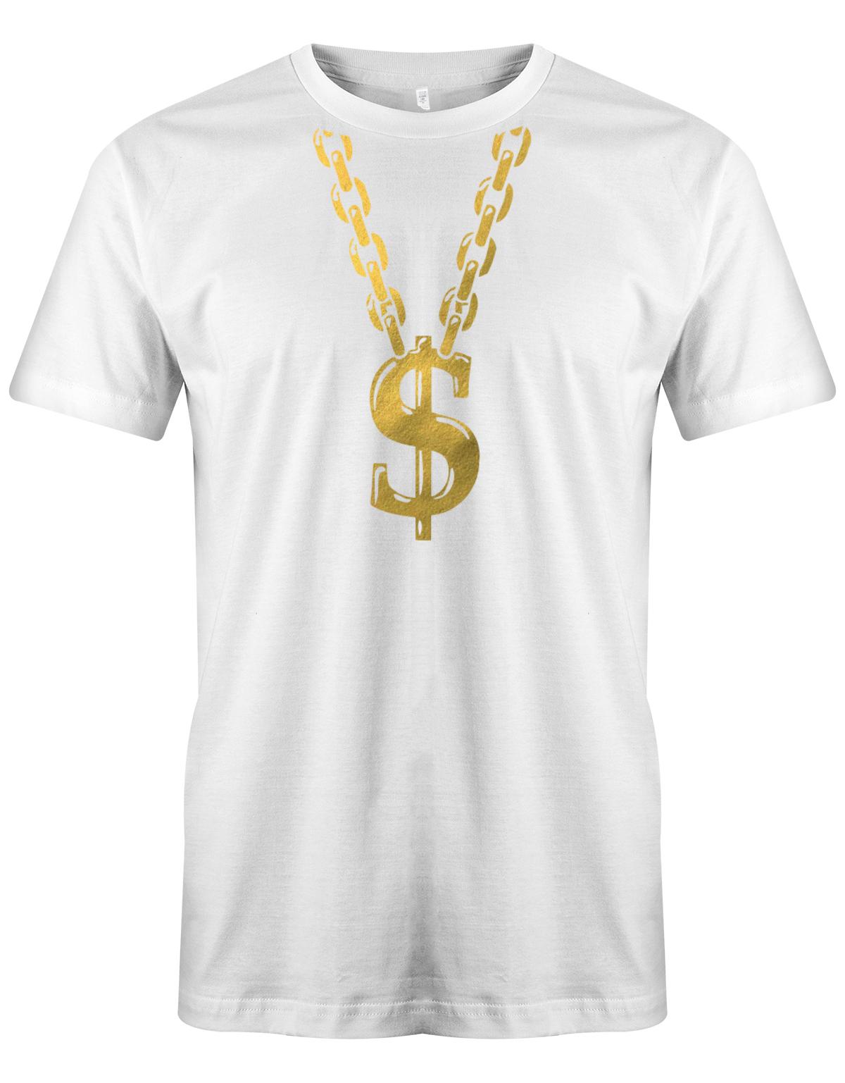 Gangster-Rapper-Goldkette-Herren-Faschin-Verkleidung-Shirt-Weiss