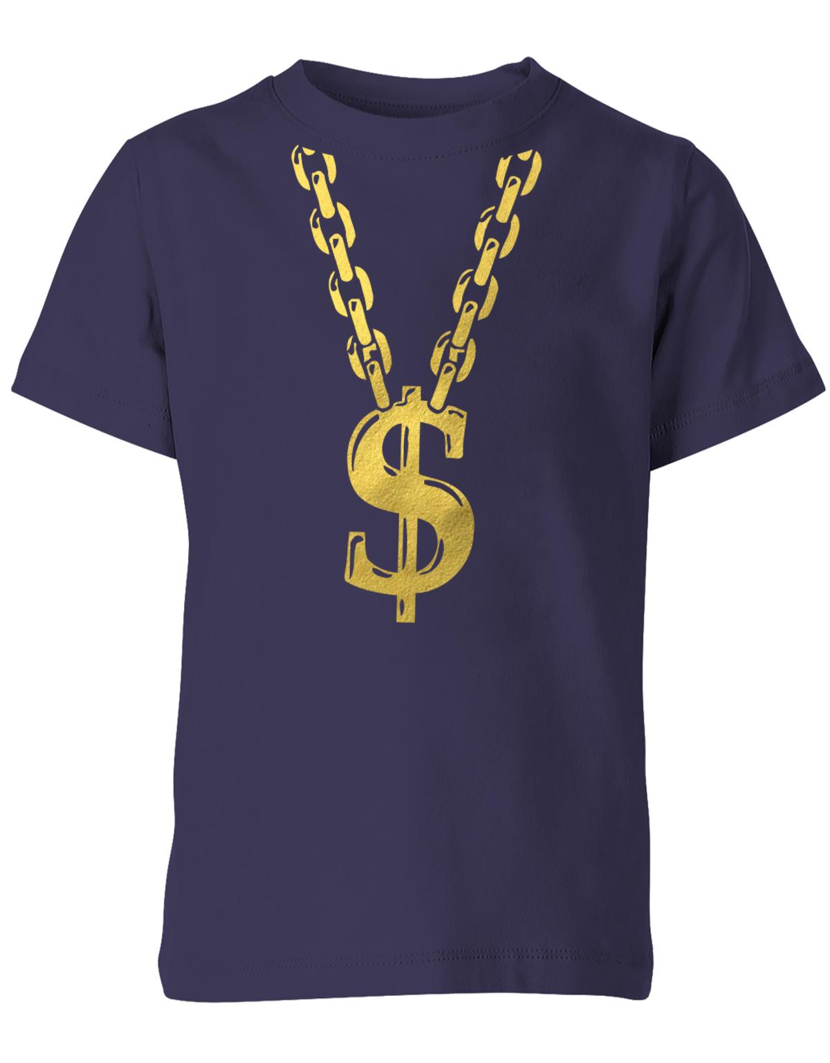 Gangster-Rapper-Goldkette-Kinder-Faschin-Verkleidung-Shirt-Navy