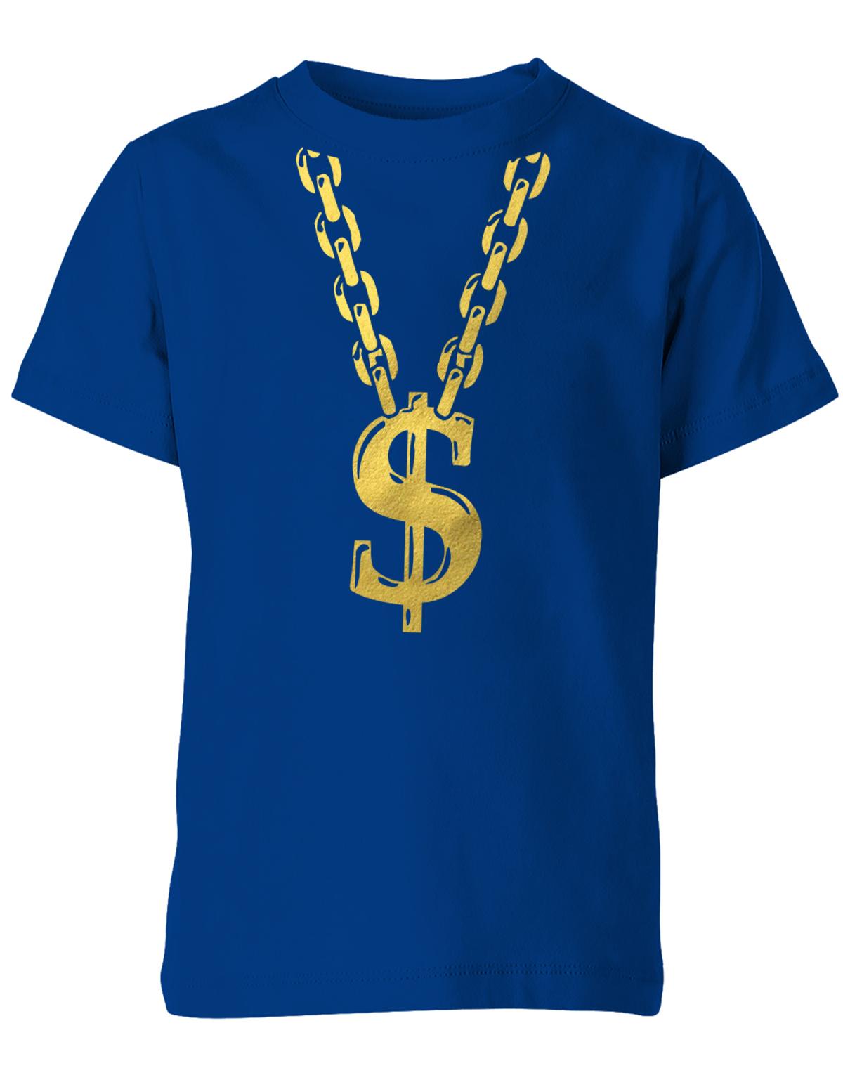 Gangster-Rapper-Goldkette-Kinder-Faschin-Verkleidung-Shirt-Royalblau