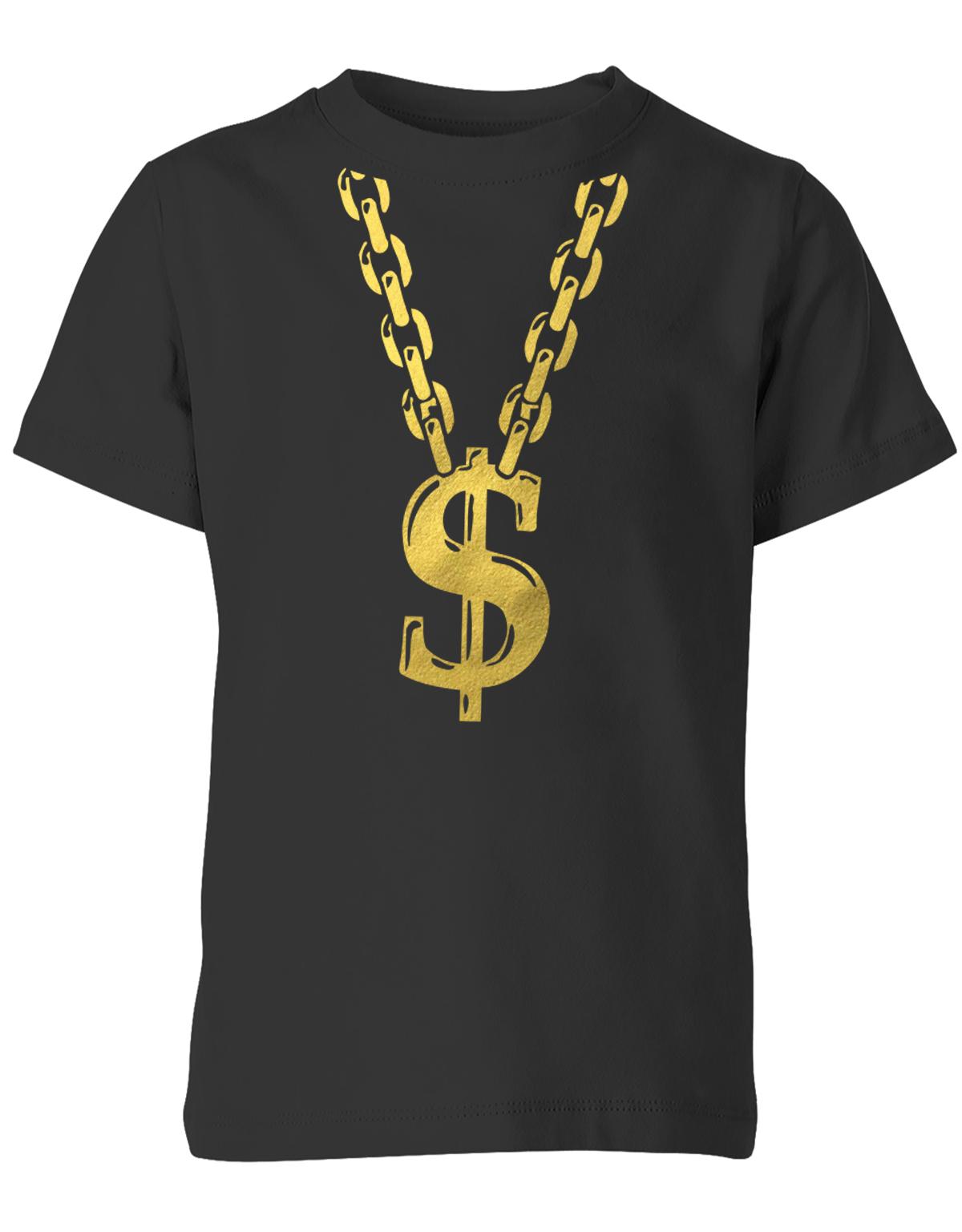 Gangster-Rapper-Goldkette-Kinder-Faschin-Verkleidung-Shirt-Schwarz