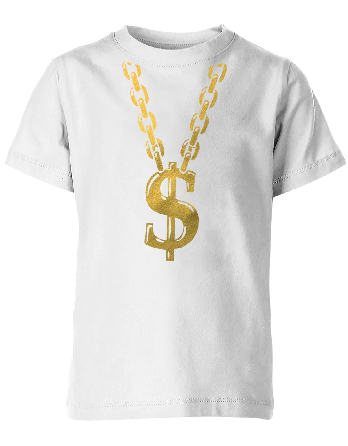 Gangster-Rapper-Goldkette-Kinder-Faschin-Verkleidung-Shirt-Weiss