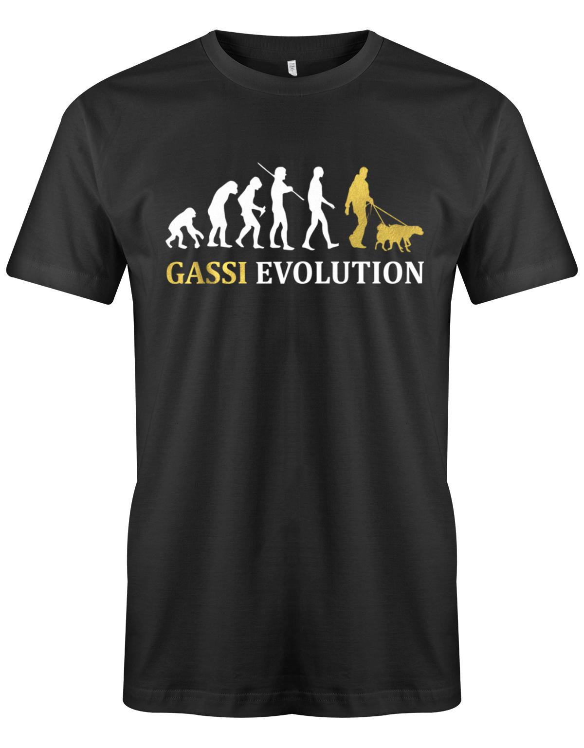 Gassi-Evolution-Herren-Hund-Shirt-Schwarz