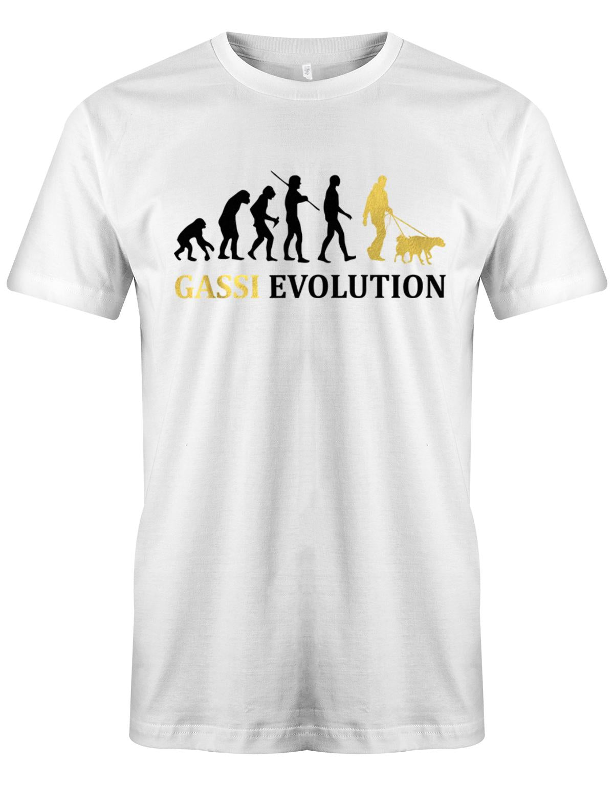 Gassi-Evolution-Herren-Hund-Shirt-Weiss