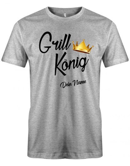 Grill-K-nig-Krone-Wunschname-Herren-Shirt-Grau