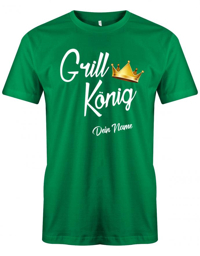 Grill-K-nig-Krone-Wunschname-Herren-Shirt-Gruen