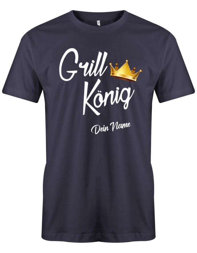Grill-K-nig-Krone-Wunschname-Herren-Shirt-Navy