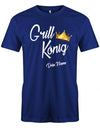 Grill-K-nig-Krone-Wunschname-Herren-Shirt-Royalblau