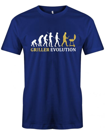 Griller-Evolution-Shirt-Grillen-Herren-Shirt-Royalblau