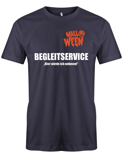 Halloween-begleitservice-ein-Bier-w-rde-ich-nehmen-Halloween-Shirt-Navy