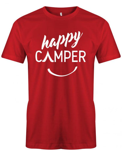 Happy Camper Camping T-Shirt für Männer - Lustiges Camper-Shirt mit zeltförmigem 'A' - Perfekte Geschenkidee für Camper Rot
