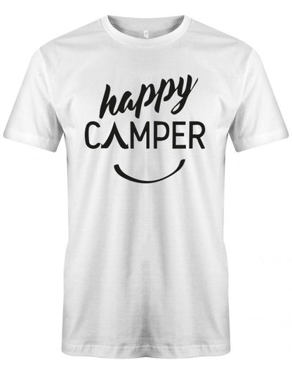 Happy Camper Camping T-Shirt für Männer - Lustiges Camper-Shirt mit zeltförmigem 'A' - Perfekte Geschenkidee für Camper Weiss