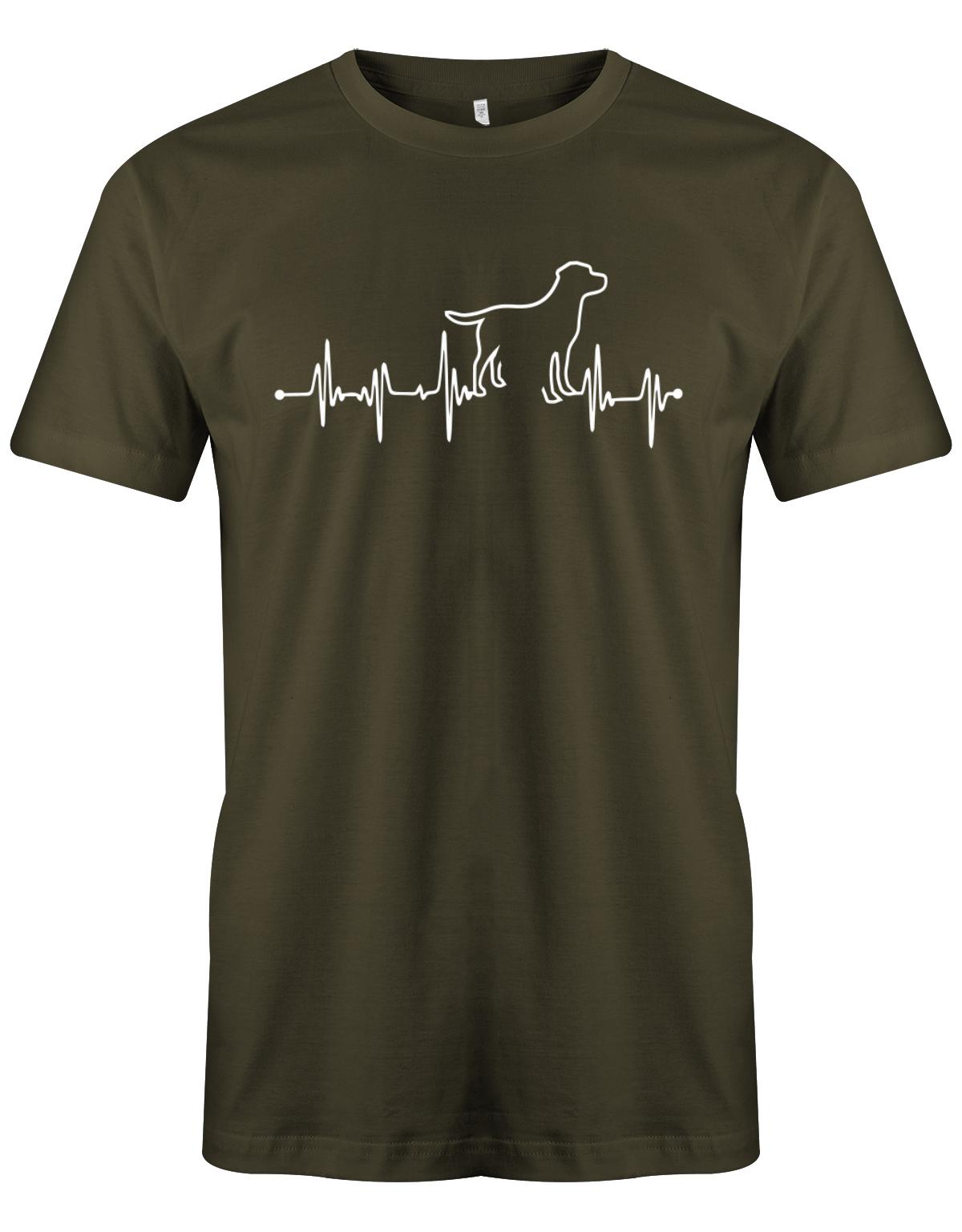 Herzschlag-Hund-Herren-Shirt-Army