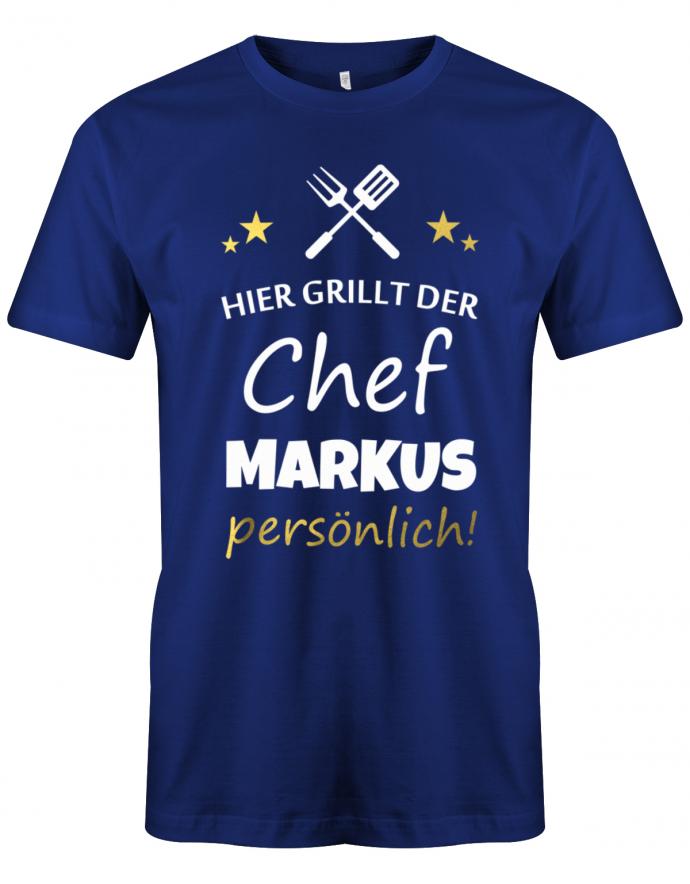 Hier-grillt-der-Chef-Wunschname-Pers-nlich-Griller-BBQ-Herren-Shirt-Royalblau