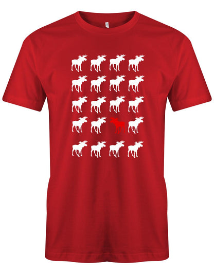 Hirsche-Design-Weihnachten-Shirt-Rudolf-Herren-Rot