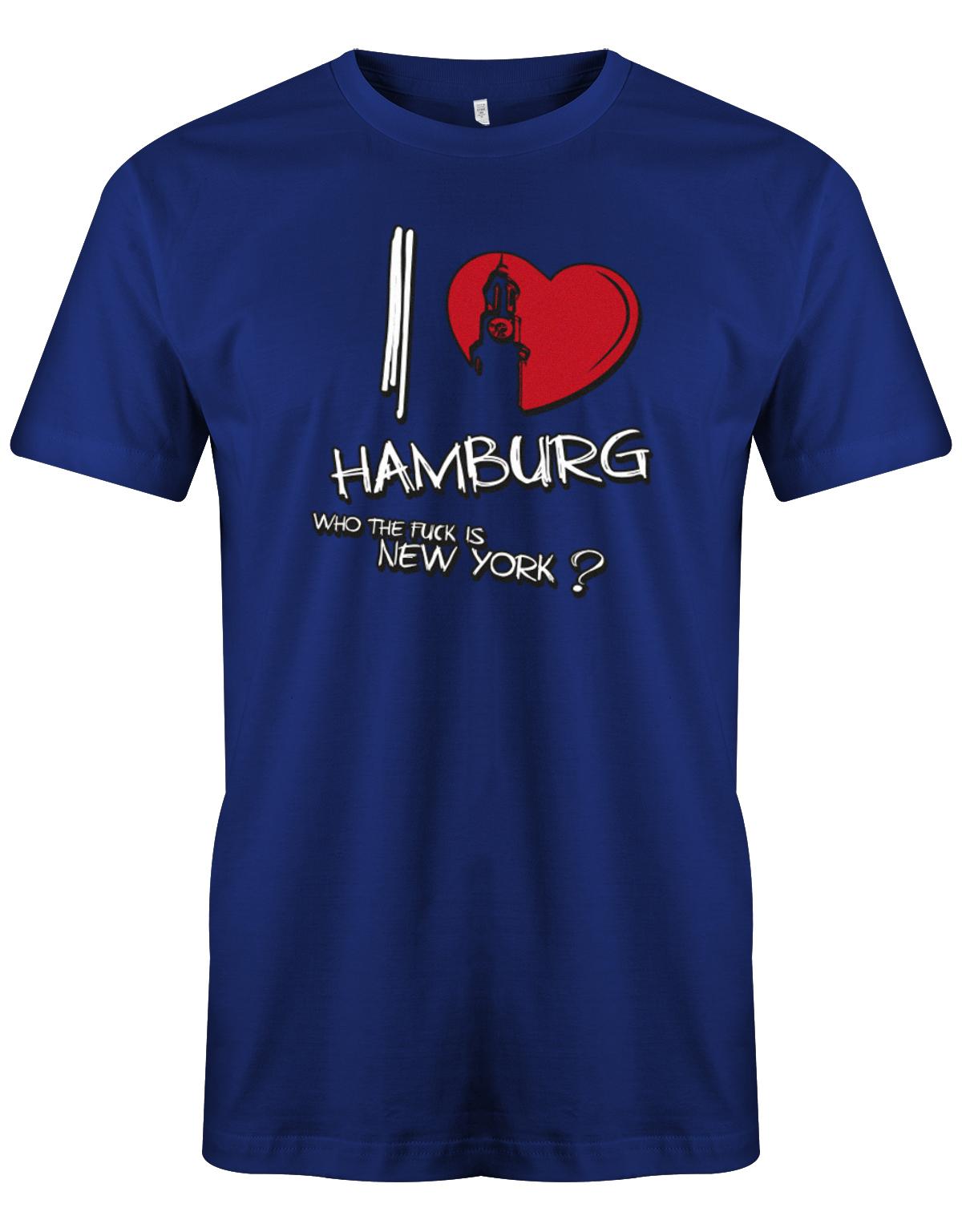 I-Love-Hamburg-wahrzeichen-Who-the-fuck-is-New-York-Hamburg-Shirt-Herren-Royalblau