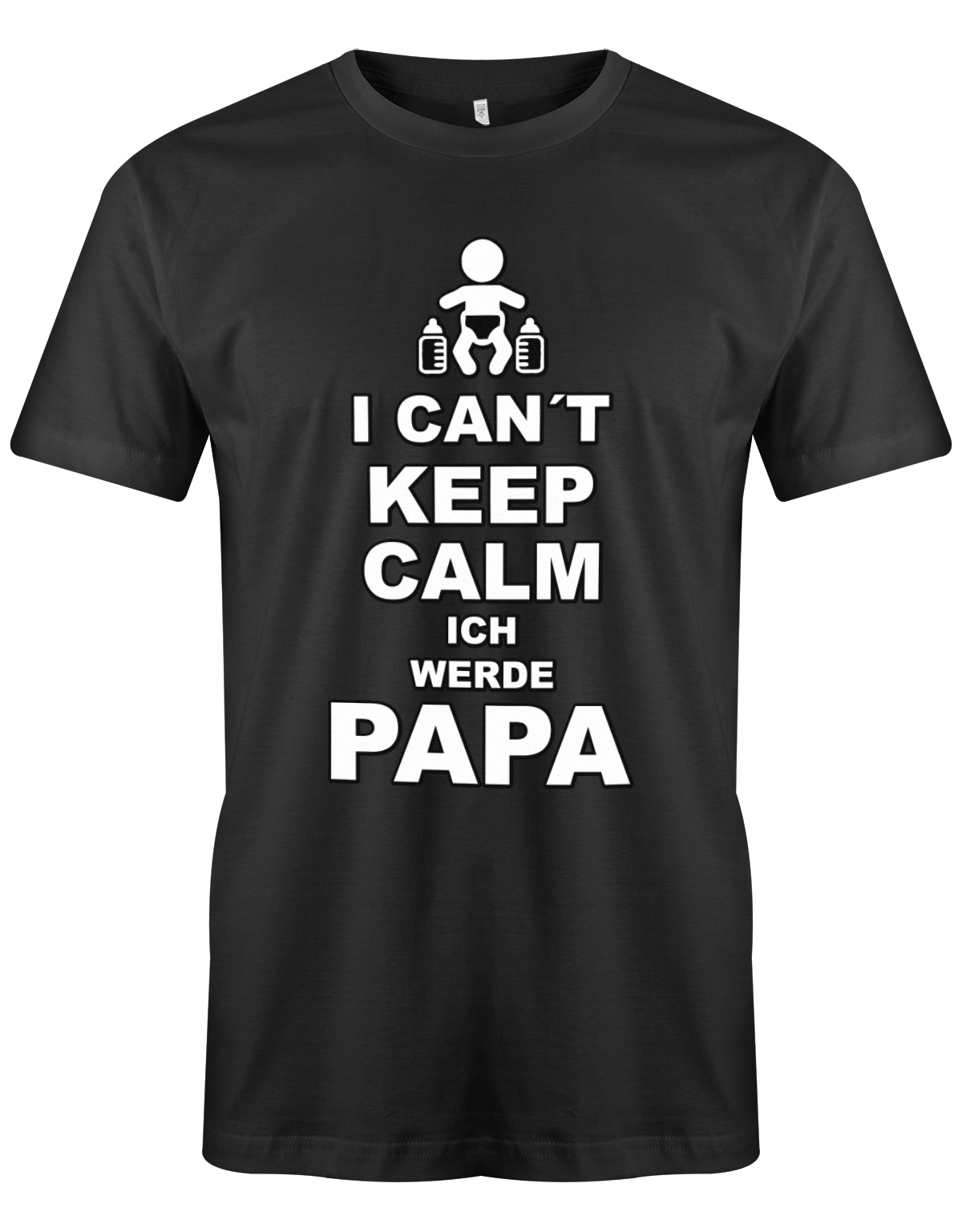 I-can-t-keep-Calm-ich-werde-Papa-Herren-Shirt-Schwarz
