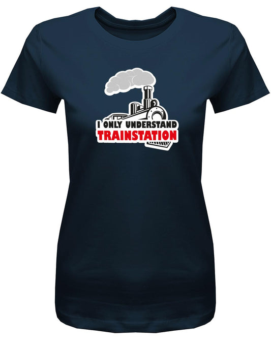 I-only-understand-Trainstation-Damen-Shirt-Navy
