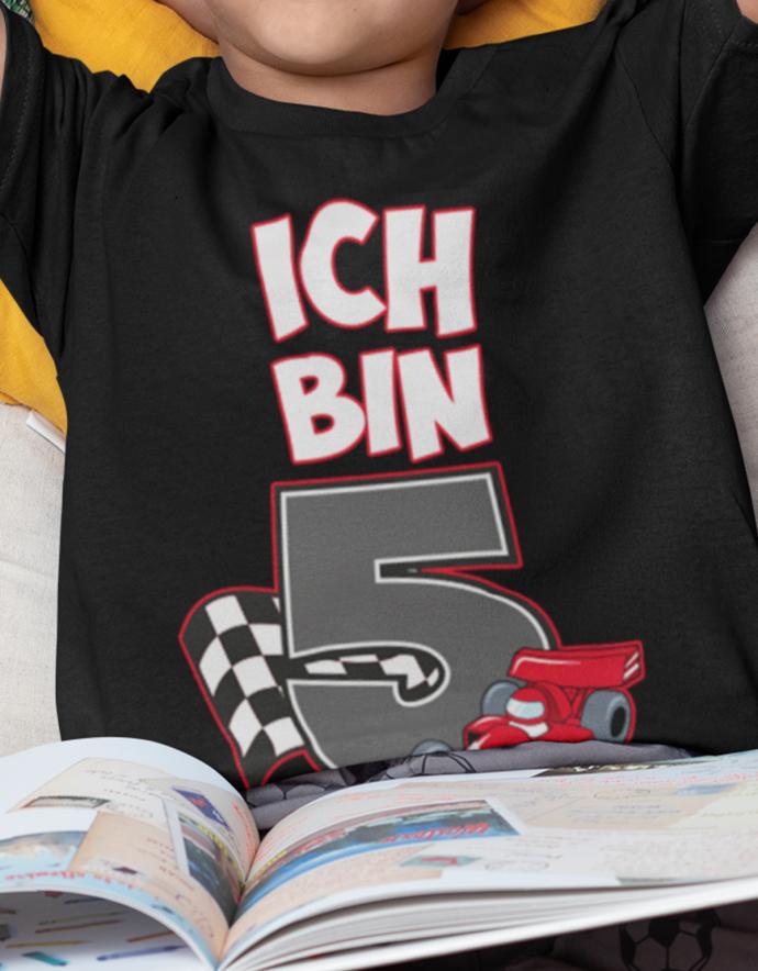 Ich-bin-5-Autorennen-Kinder-Shirt