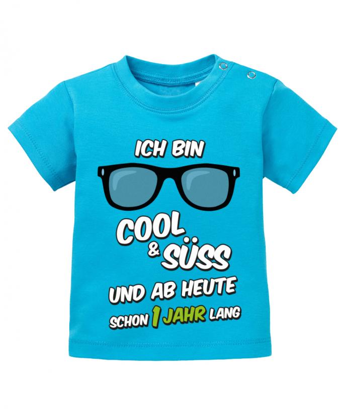 Ich-bin-cool-und-s-ss-1-jahr-lang-Baby-Shirt-Blau