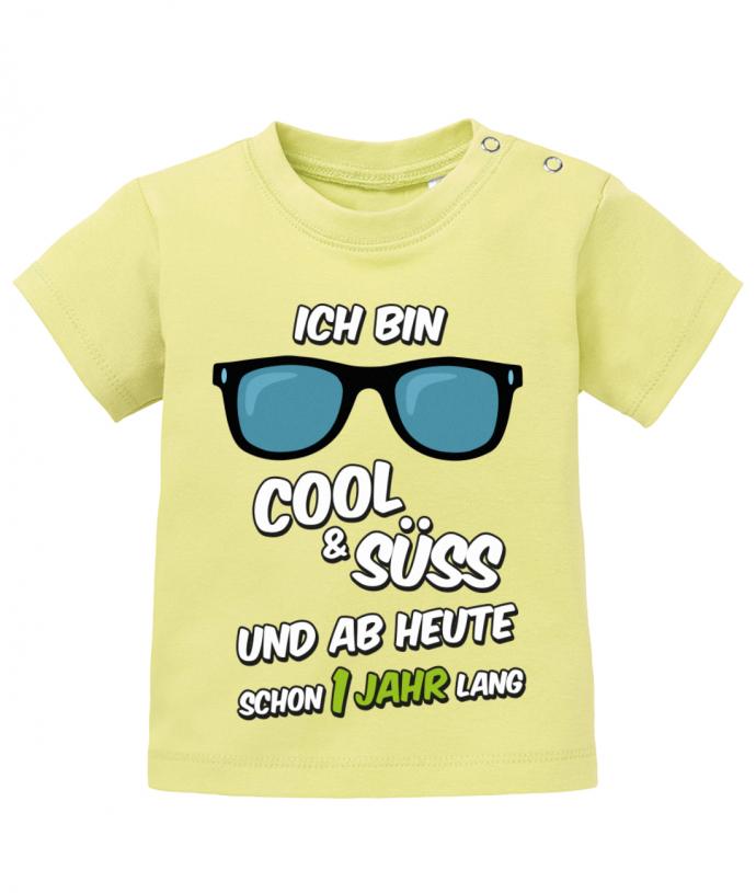 Ich-bin-cool-und-s-ss-1-jahr-lang-Baby-Shirt-Gelb