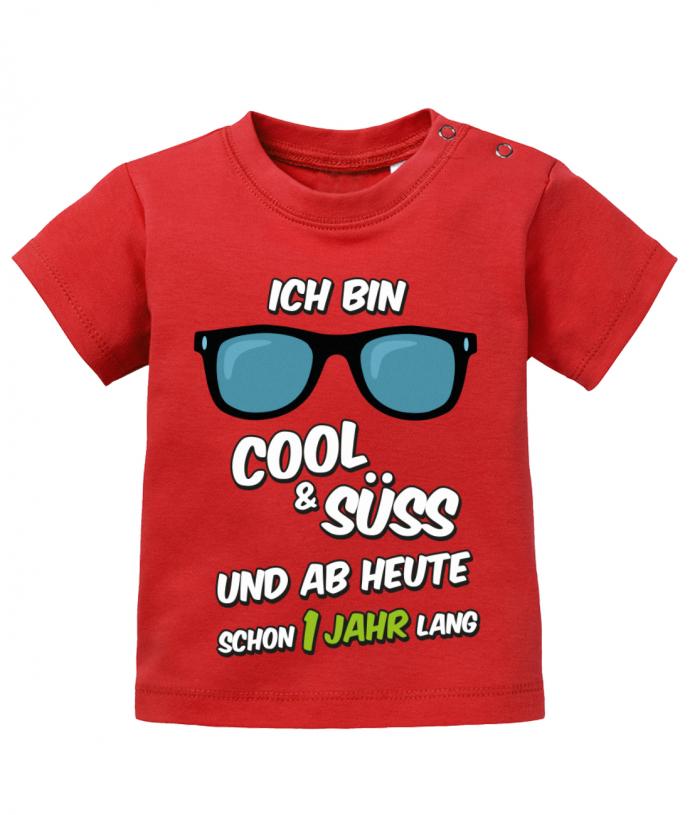 Ich-bin-cool-und-s-ss-1-jahr-lang-Baby-Shirt-Rot
