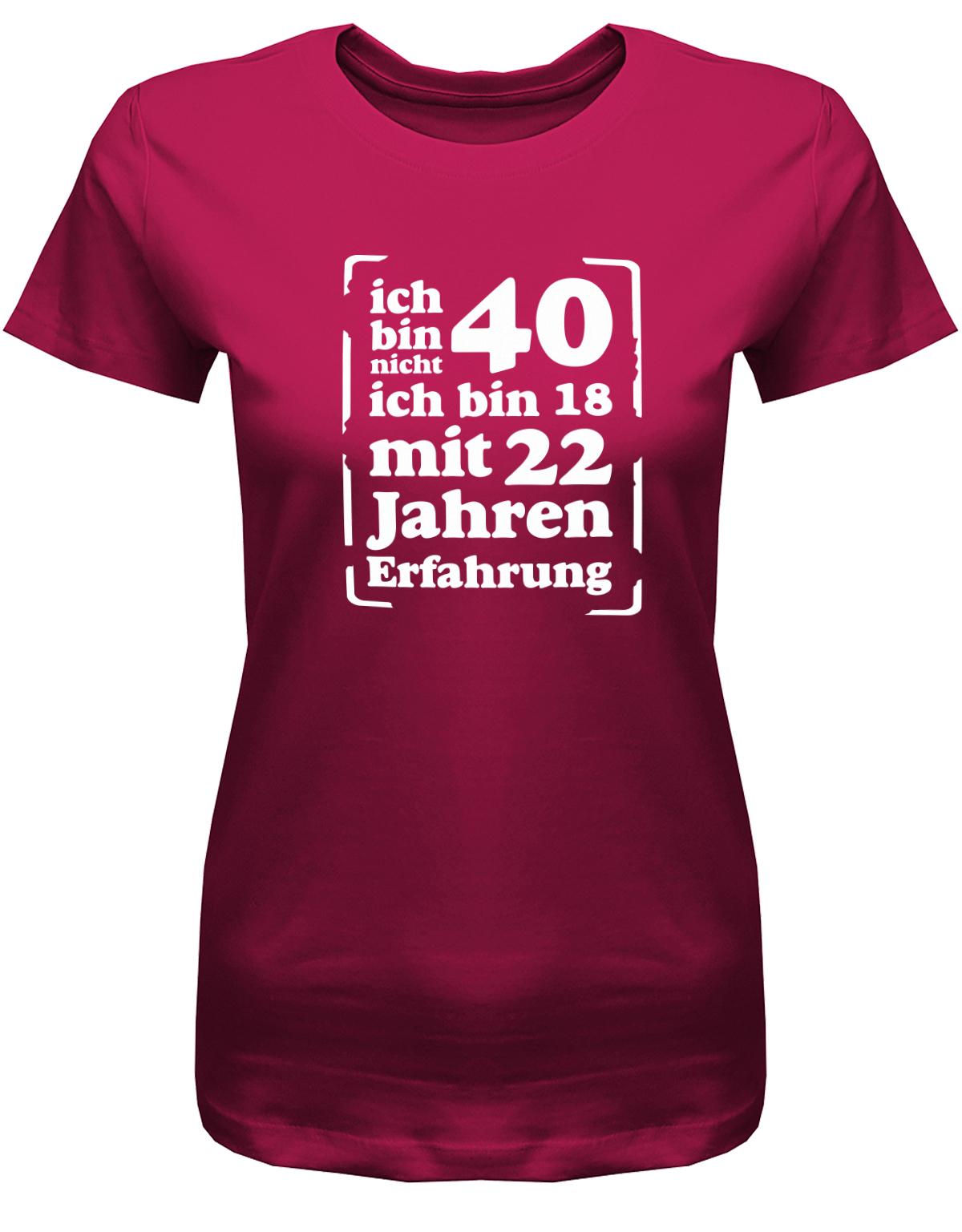 Lustiges T-Shirt zum 40. Geburtstag für die Frau Bedruckt mit Ich bin nicht 40, ich bin 18, mit 32 Jahren Erfahrung. Sorbet