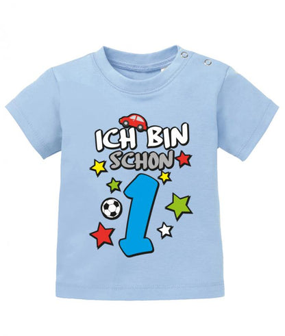 Ich-bin-schon-1-Digital-Junge-Baby-Shirt-Hellblau