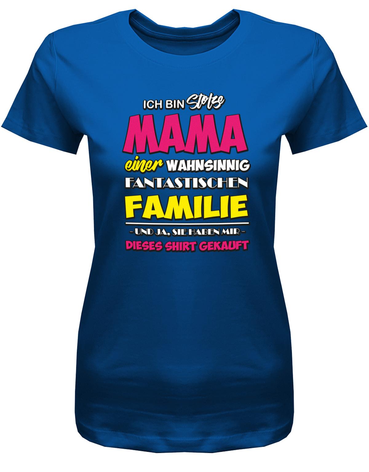 Ich-bin-stolze-mama-einer-Familie-Damen-Shirt-Royalblau