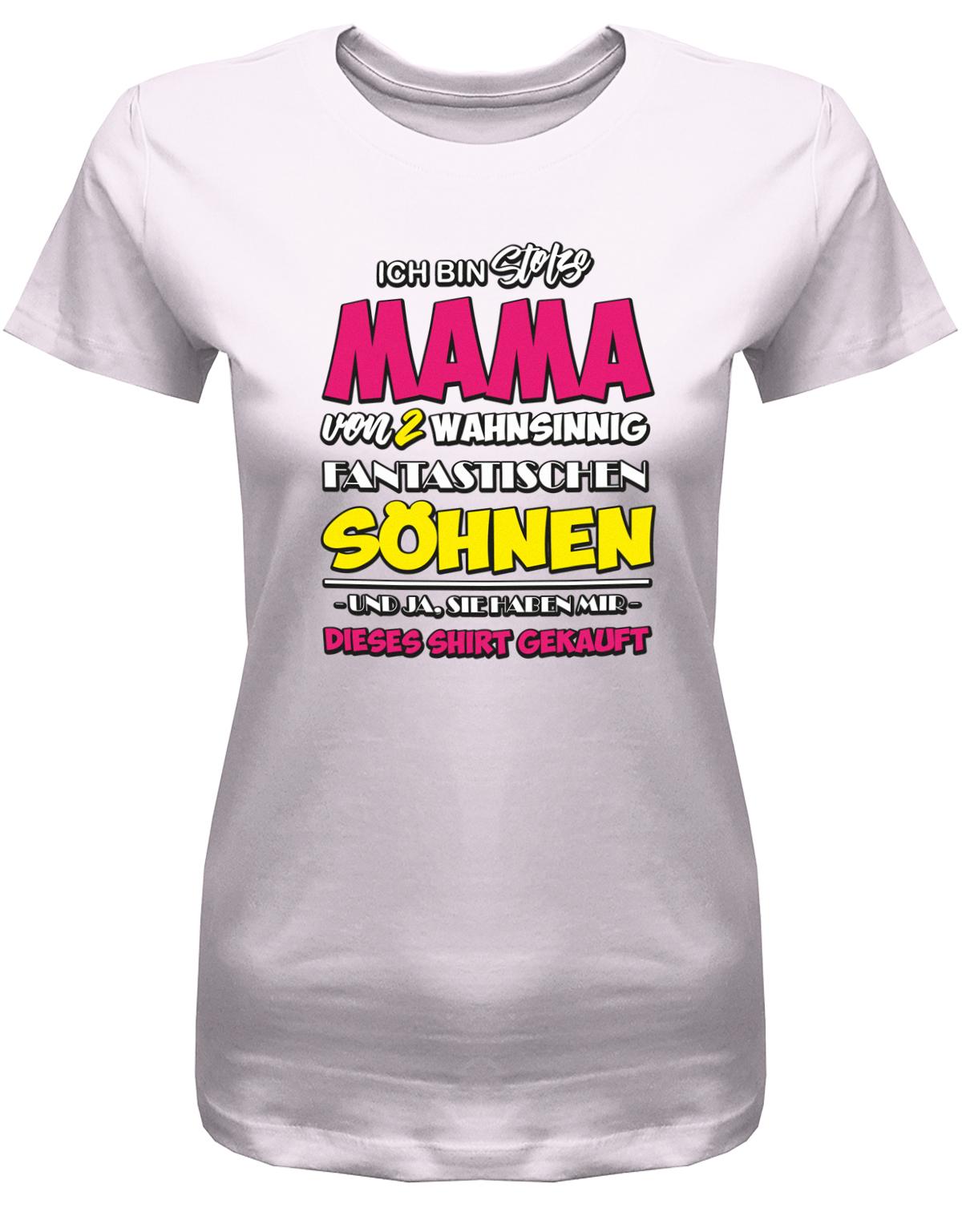Ich-bin-stolze-mama-von-2-s-hnen-Damen-Shirt-Rosa