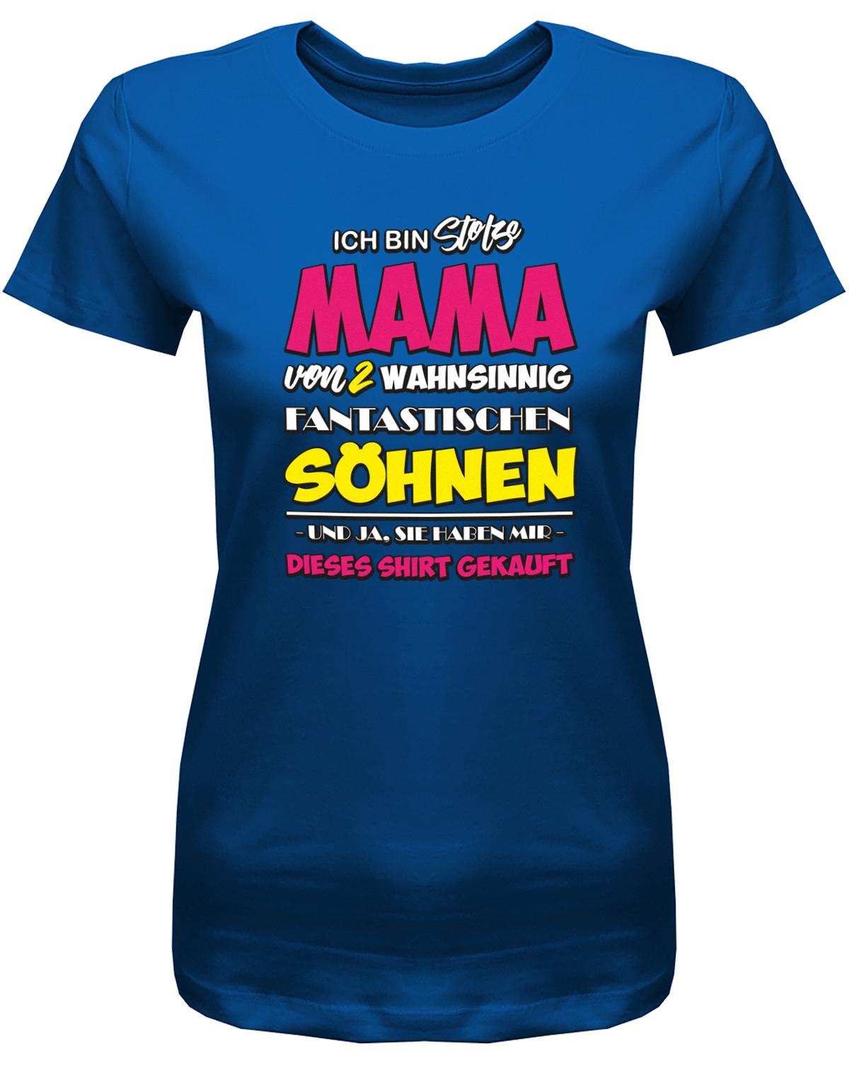 Ich-bin-stolze-mama-von-2-s-hnen-Damen-Shirt-Royalblau