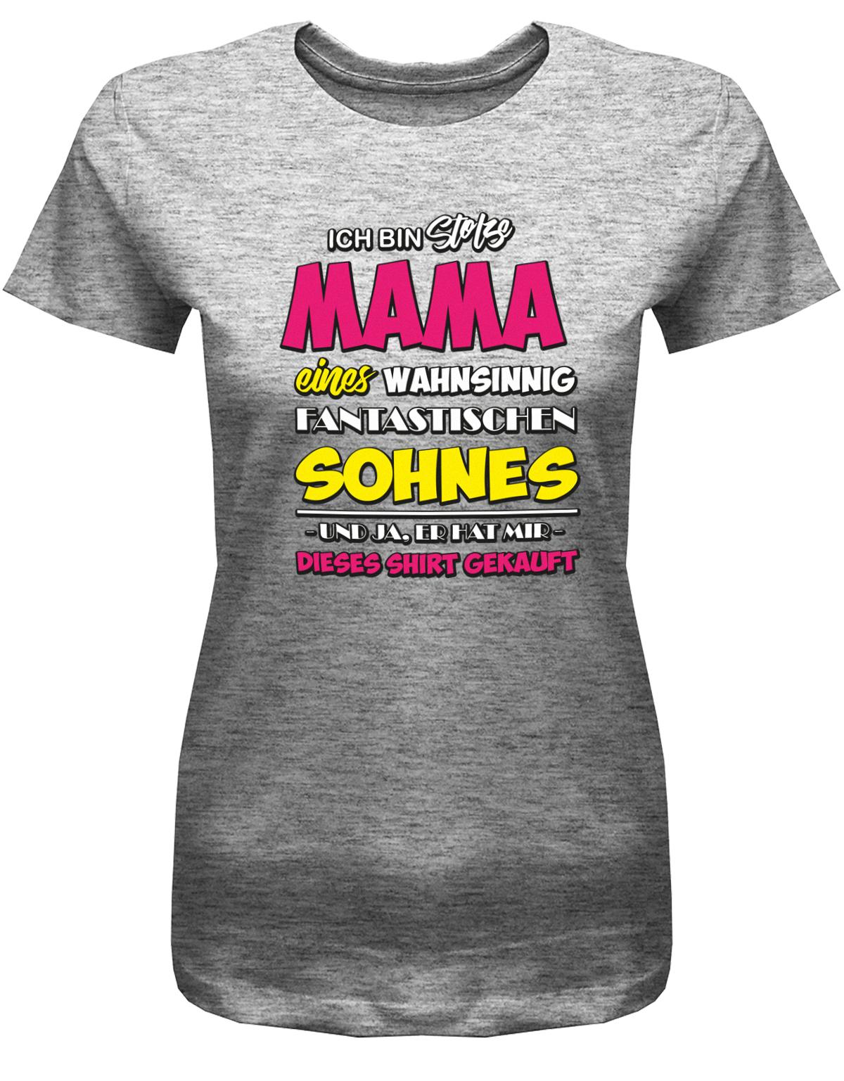 Ich-bin-stolze-mama-von-Sohnes-Damen-Shirt-Grau