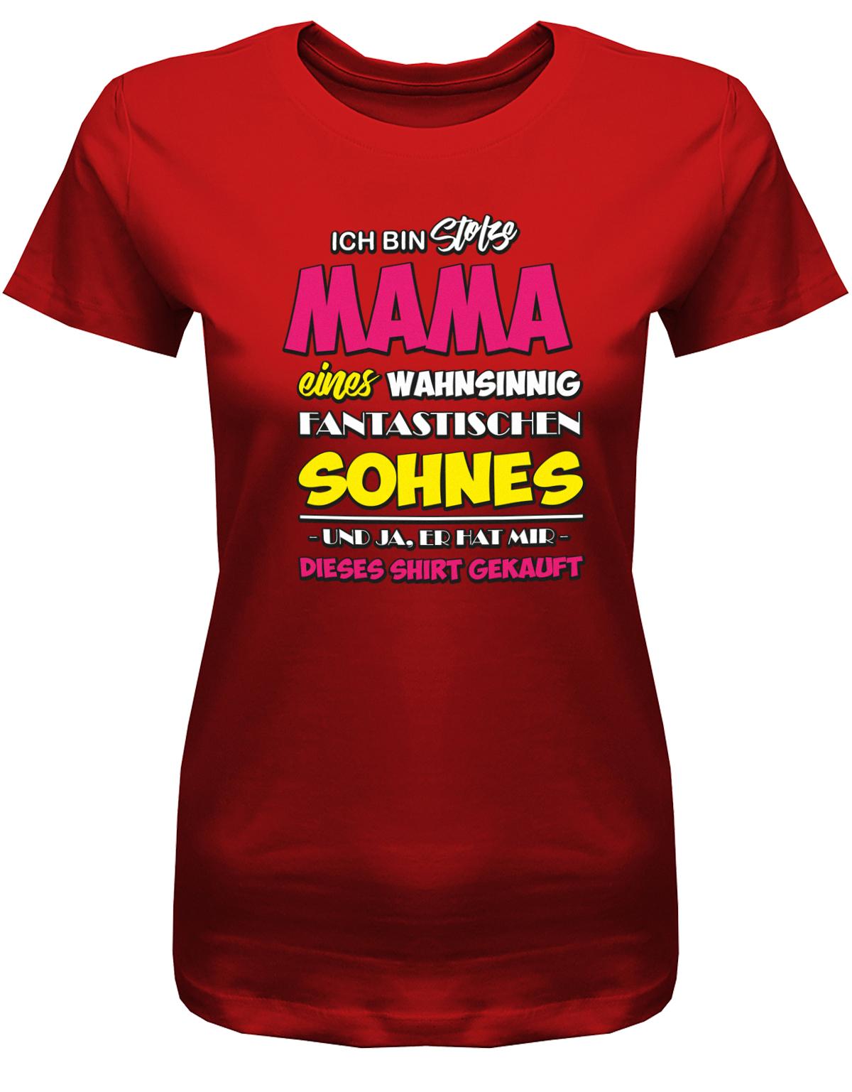 Ich-bin-stolze-mama-von-Sohnes-Damen-Shirt-Rot