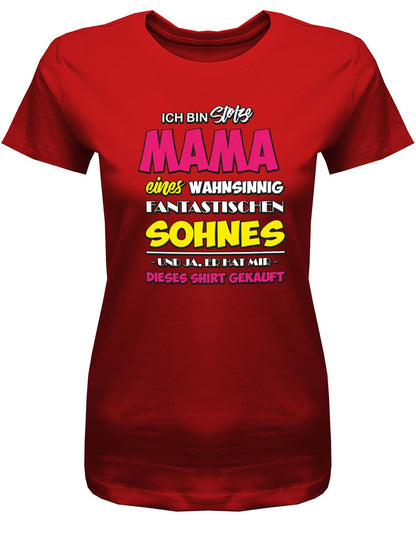 Ich-bin-stolze-mama-von-Sohnes-Damen-Shirt-Rot