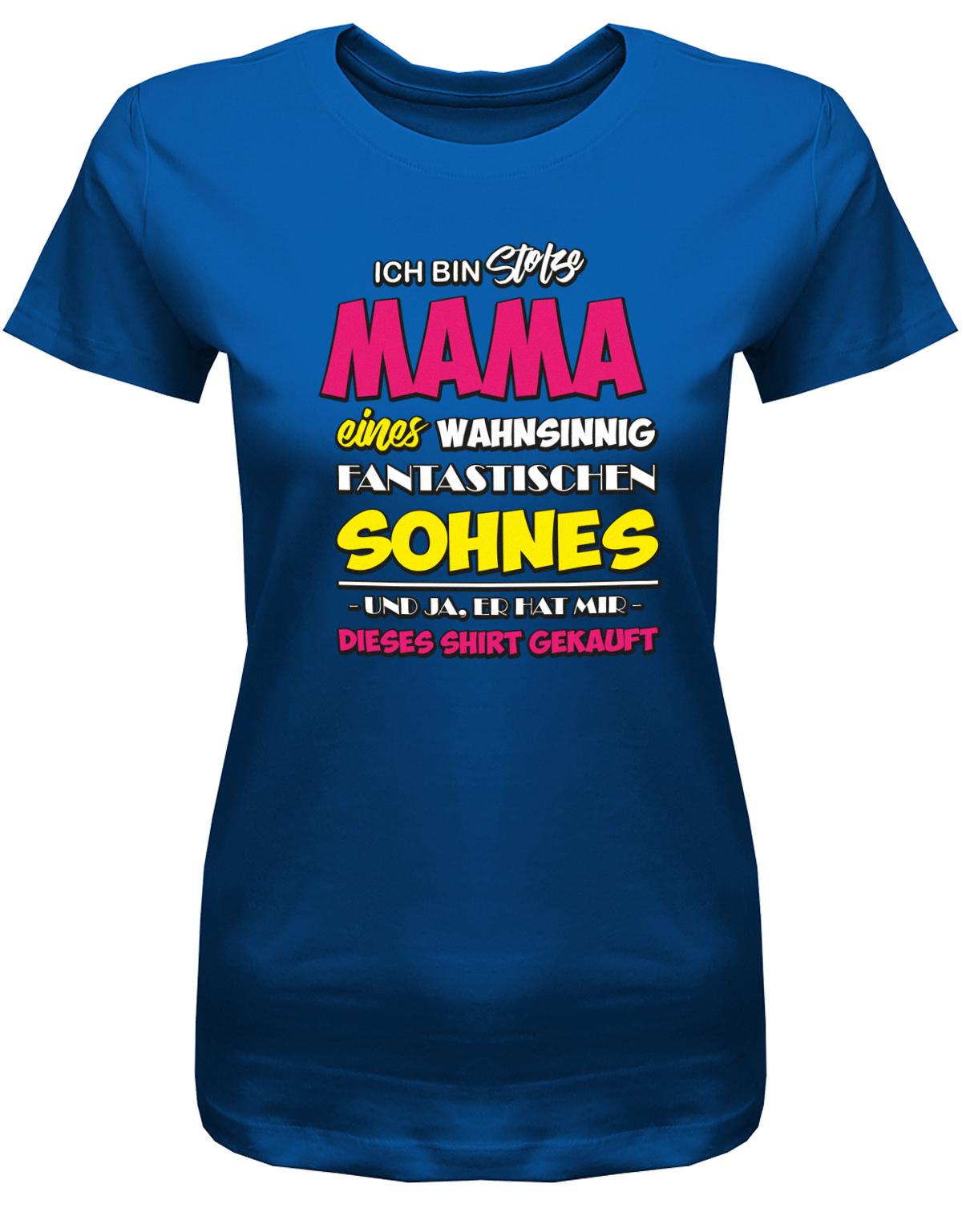 Ich-bin-stolze-mama-von-Sohnes-Damen-Shirt-Royalblau