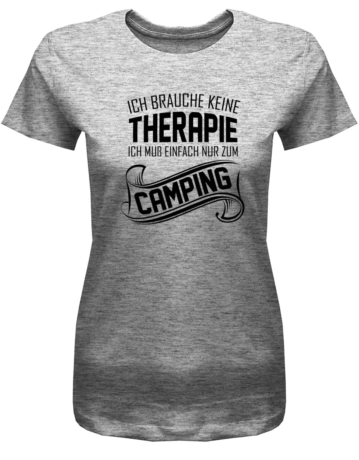 Ich-brauche-keine-Therapie-ich-muss-einfach-nur-zum-camping-Damen-Camper-Shirt-grau