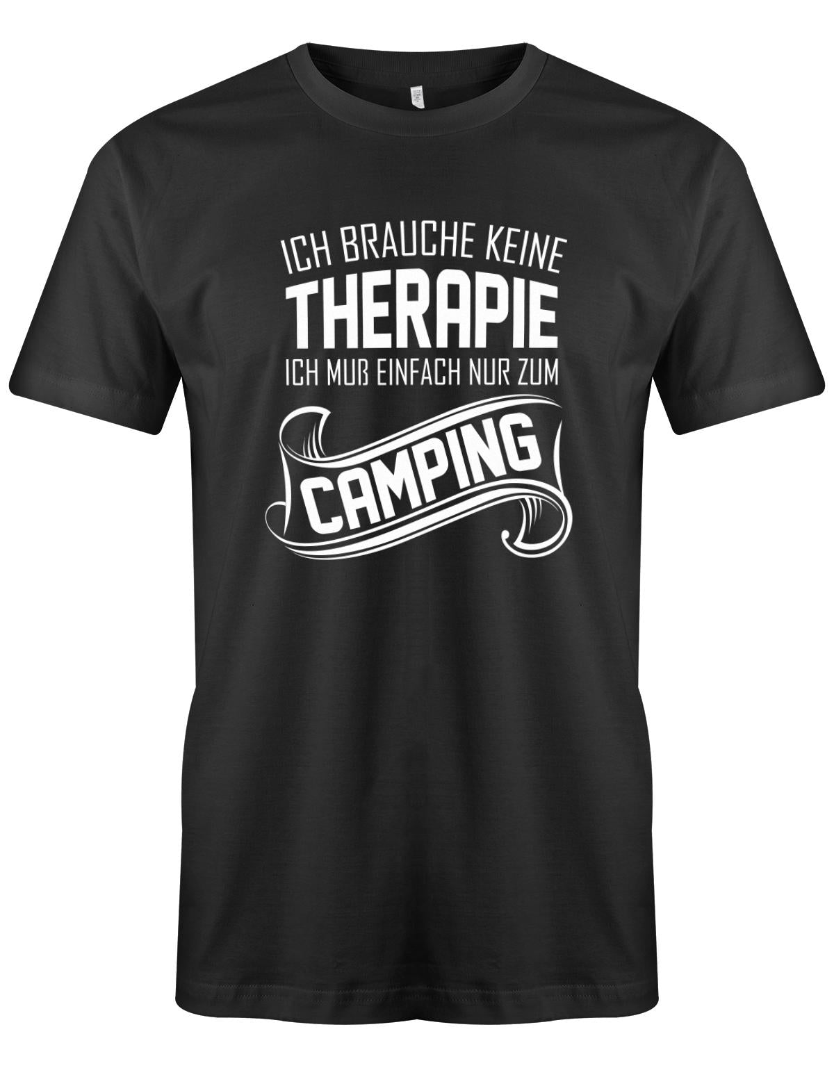 Ich-brauche-keine-Therapie-ich-muss-einfach-nur-zum-camping-Herren-Camper-Shirt-Schwarz