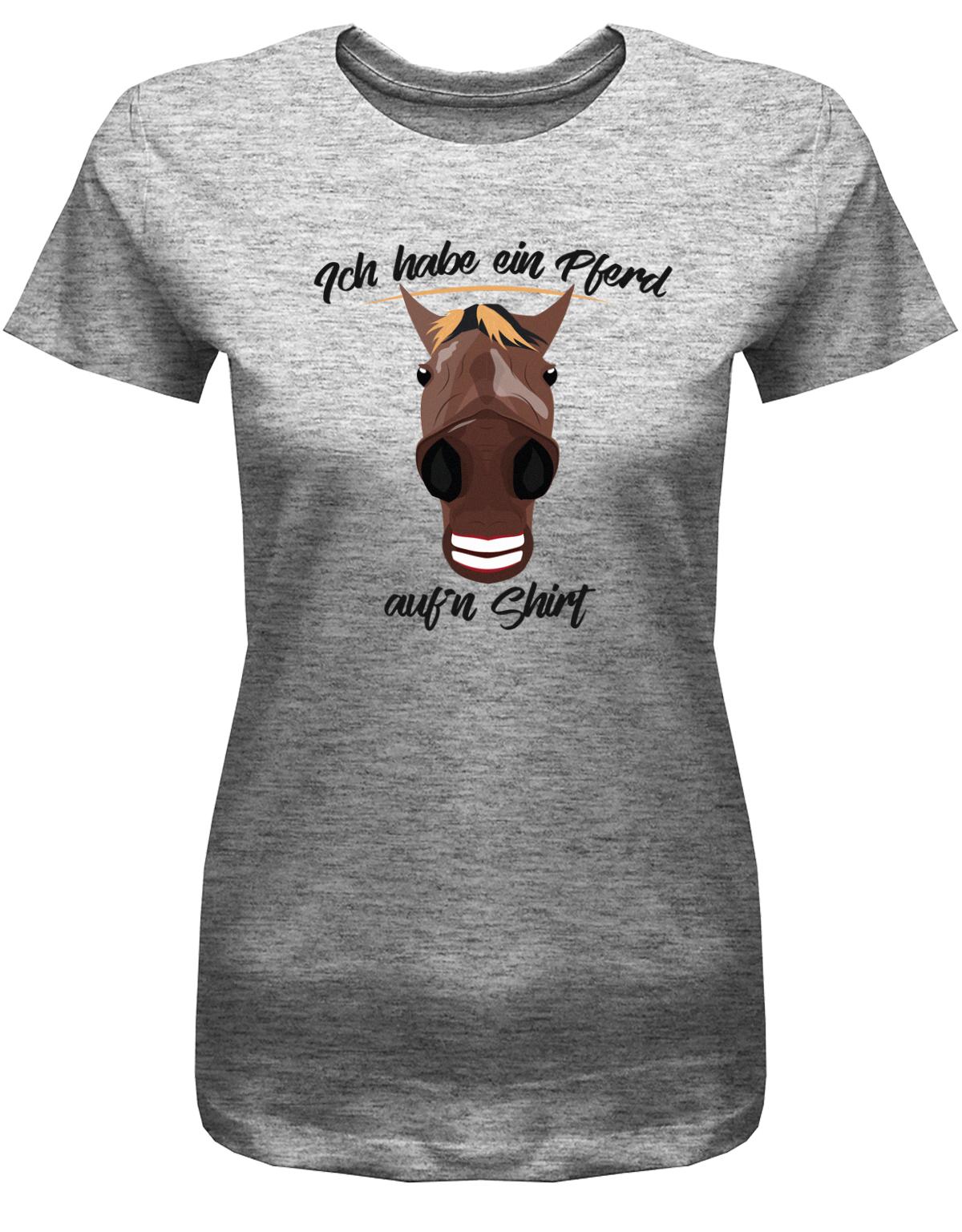 Ich-habe-ein-Pferd-aufn-Shirt-Damen-T-shirt-Grau
