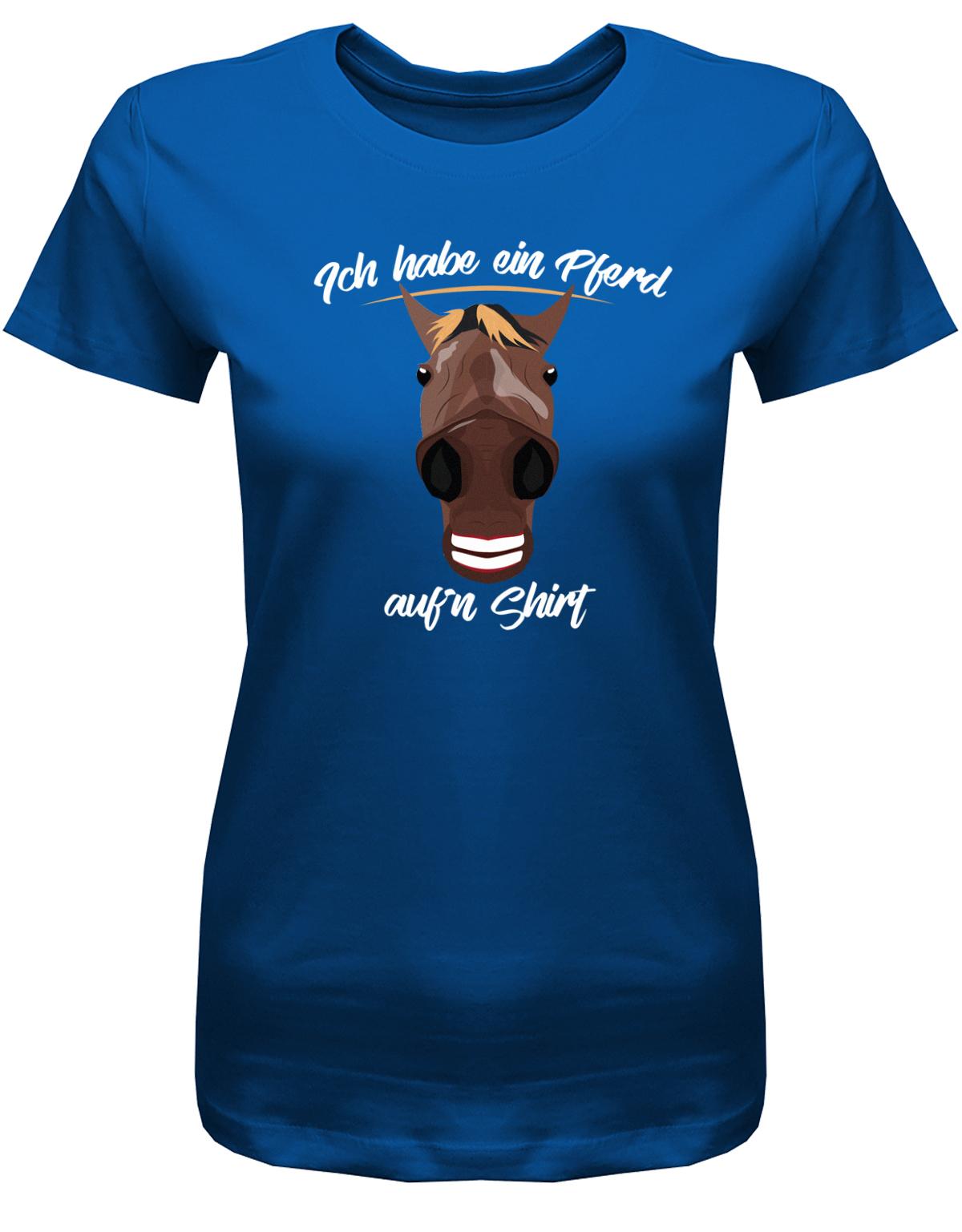 Ich-habe-ein-Pferd-aufn-Shirt-Damen-T-shirt-Royalblau