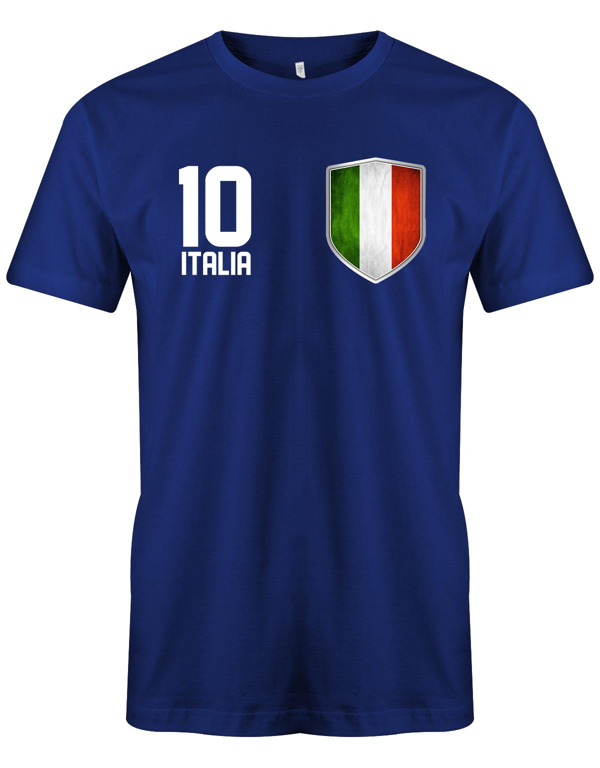 Italia-10-Wappen-Herren-Shirt-Royalblau