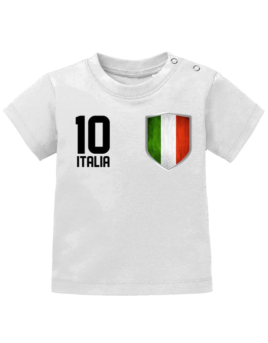 Italien T Shirt für Junge und Mädchen. Italia Wappen am Herzen Wunschnummer wie beim Fußball Trikot.