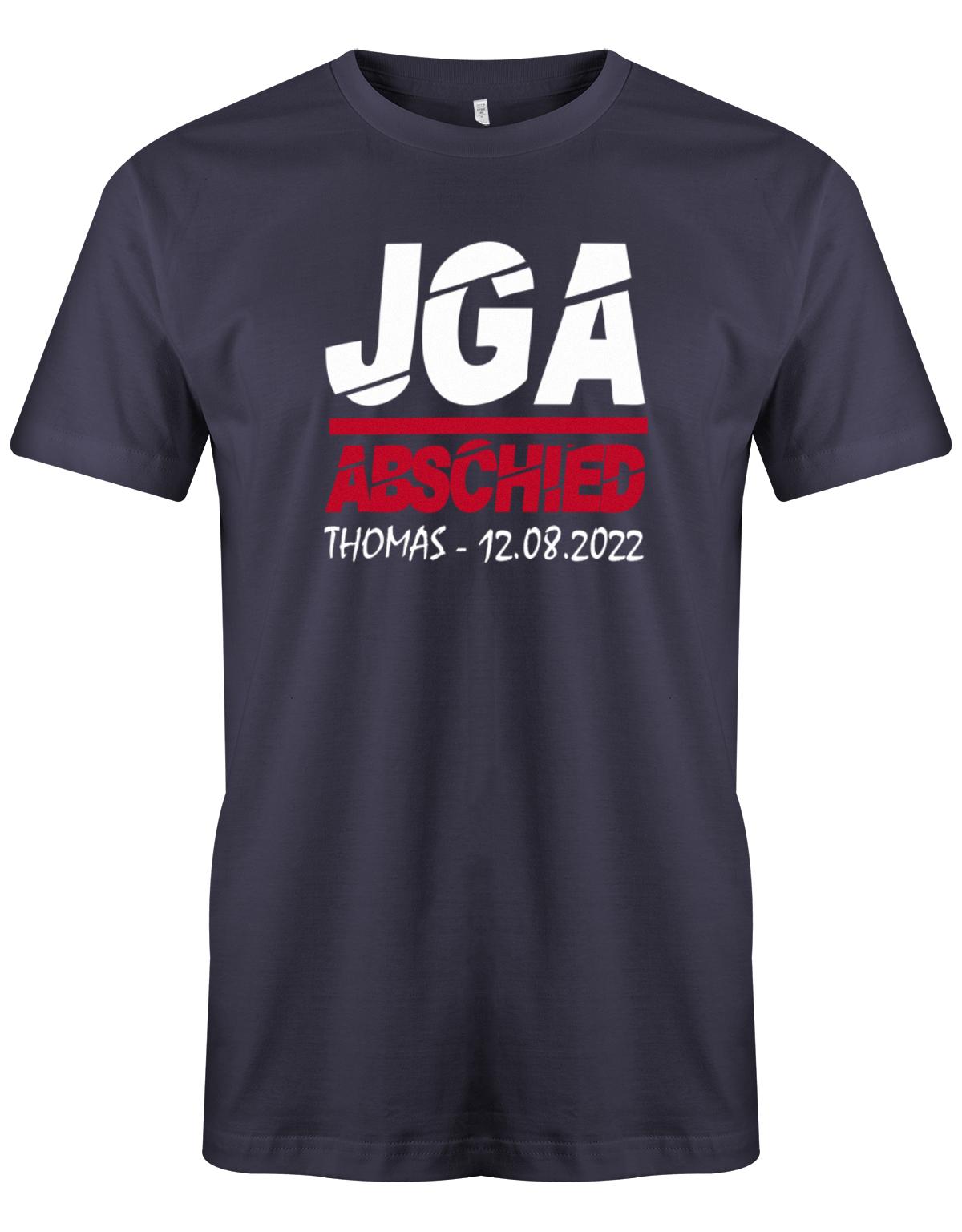 JGA-Abschied-mit-Name-und-Datum-Herren-Shirt-Navy