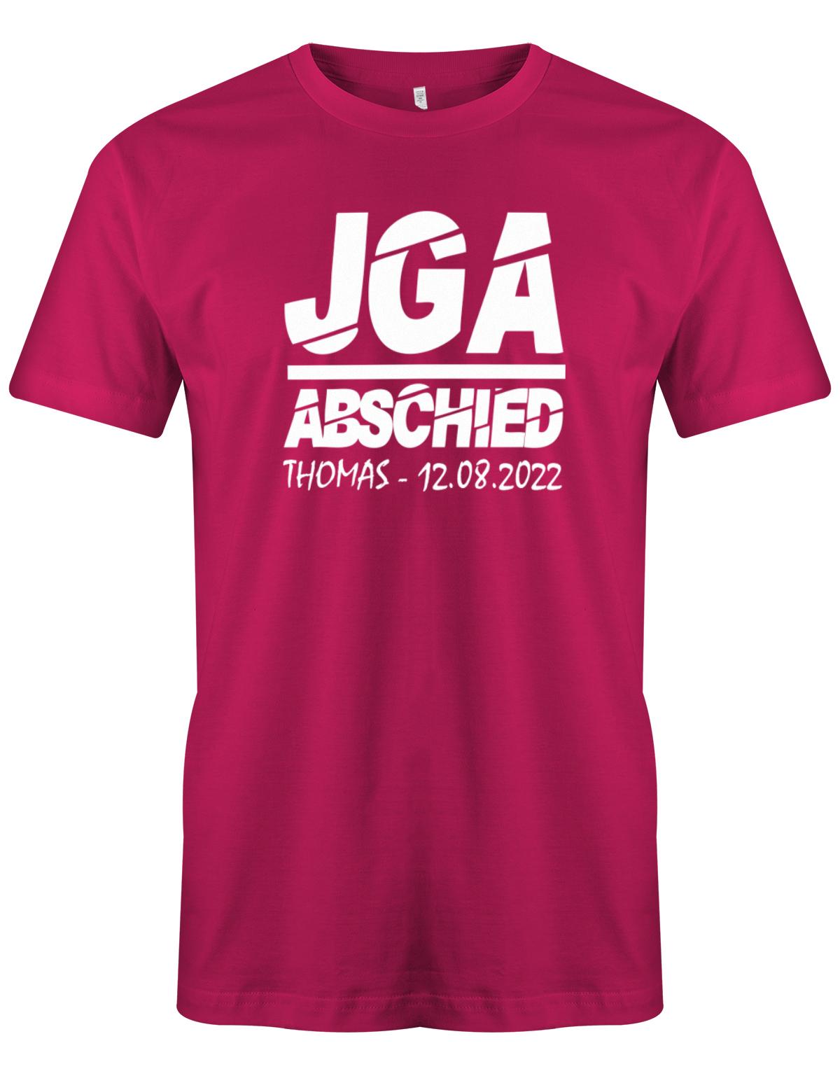 JGA-Abschied-mit-Name-und-Datum-Herren-Shirt-Sorbet