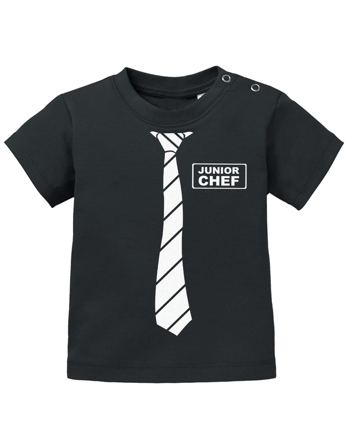 Lustiges Sprüche Baby Shirt Schöne Business Krawatte und Junior Chef Schild. Schwarz