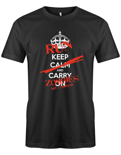 Keep-Calm-Run-Zombies-are-coming-herren-shirt-Schwarz