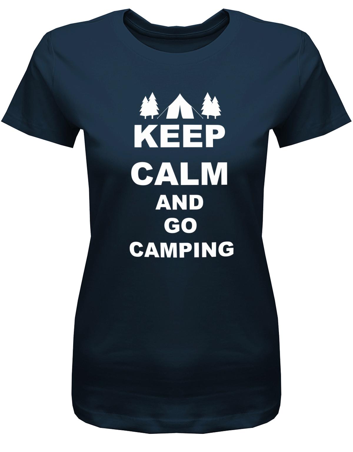 Keep-Calm-and-Go-Camping-Damen-Shirt-Navy