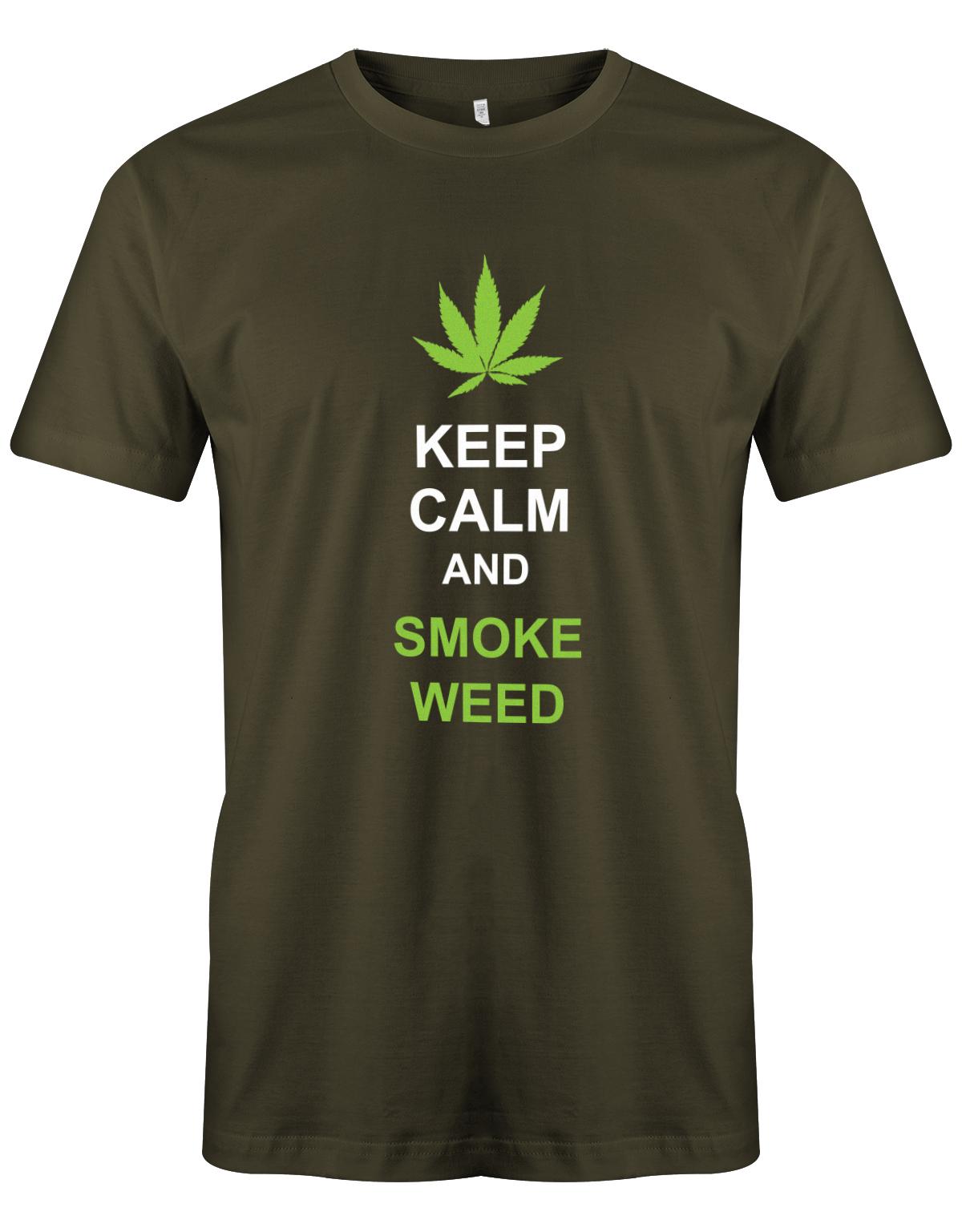 Keep-Calm-and-Smoke-Weed-Herren-Shirt-Army
