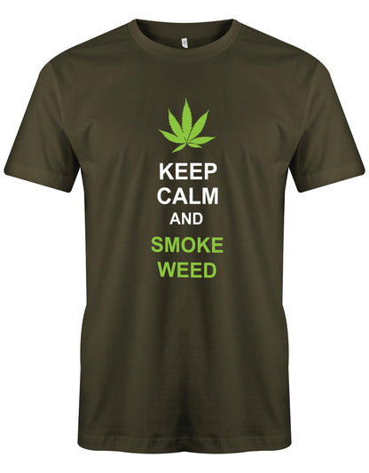 Keep-Calm-and-Smoke-Weed-Herren-Shirt-Army
