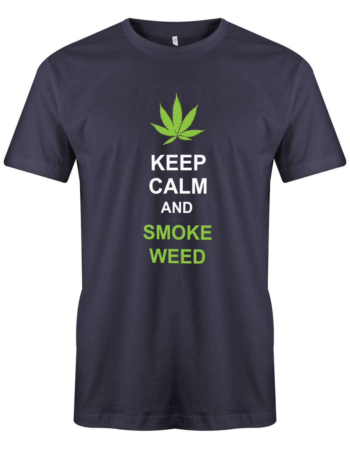 Keep-Calm-and-Smoke-Weed-Herren-Shirt-Navy